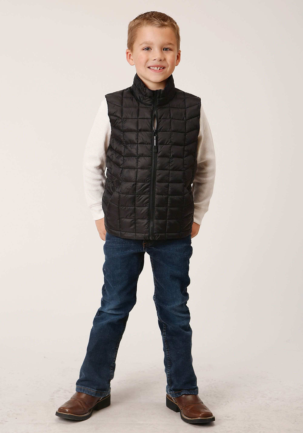 Roper Boys Black Nylon Parachute Down Vest - Roper - Flyclothing LLC