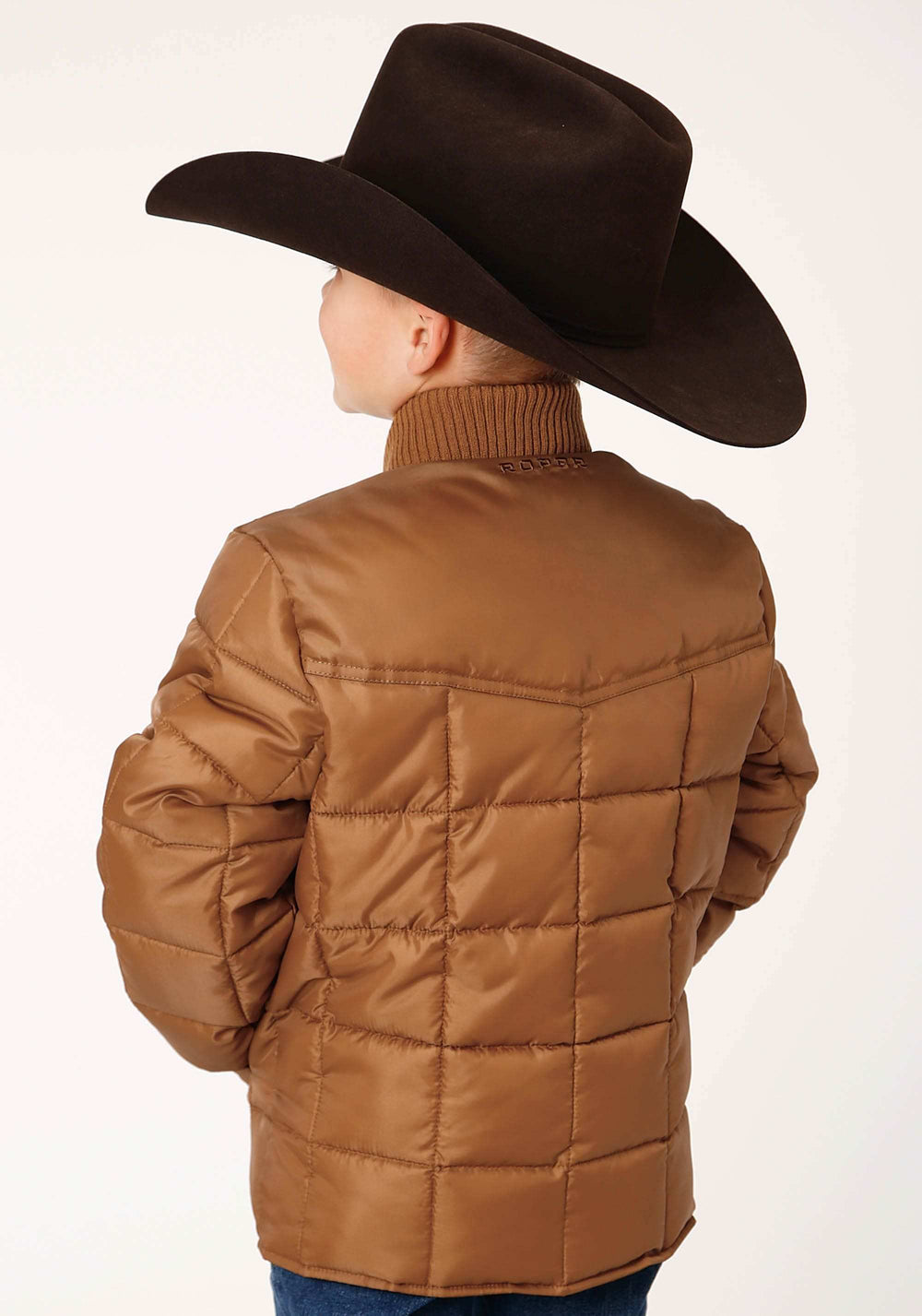 Roper Boys Caramel Boy's Outerwear Poly Filled Western Jacket - Roper - Flyclothing LLC
