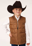 Roper Boys Caramel Boy's Outerwear Poly Filled Western Vest - Roper - Flyclothing LLC