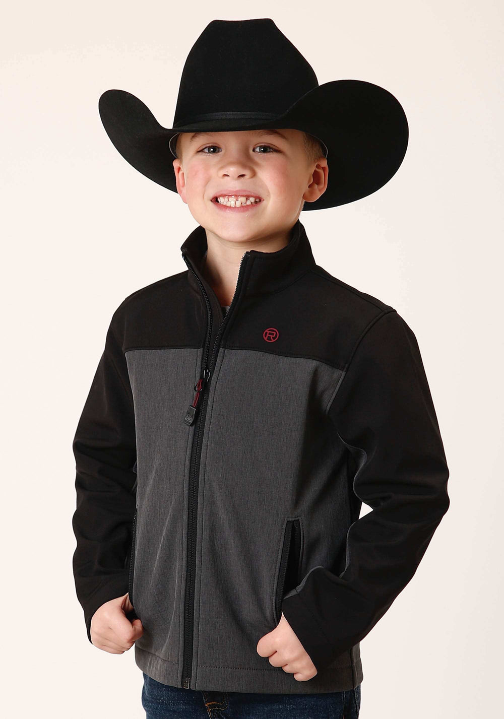 Roper Boys Grey Black Combo Soft Shell Tech Jacket - Roper - Flyclothing LLC