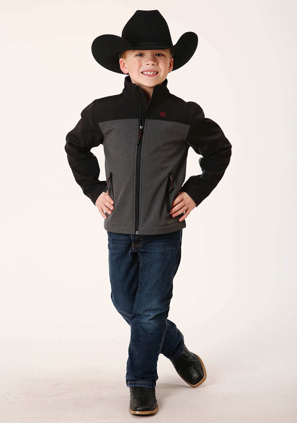 Roper Boys Grey Black Combo Soft Shell Tech Jacket - Roper - Flyclothing LLC