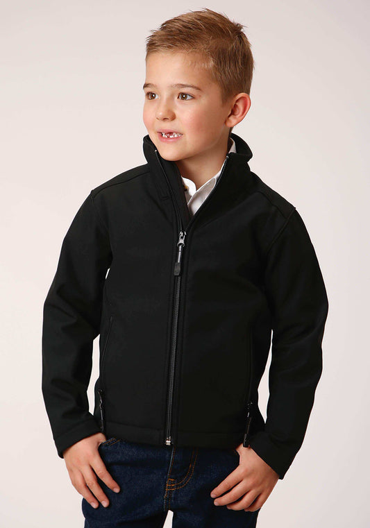 Roper Boys Black Softshell With Black Fleece Lining Zip Front Jacket - Roper - Flyclothing LLC