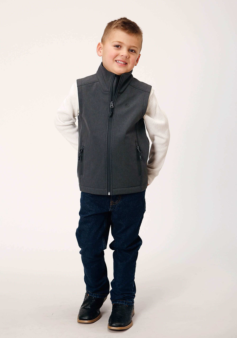 Roper Boys Heather Grey Soft Shell Tech Vest - Roper - Flyclothing LLC