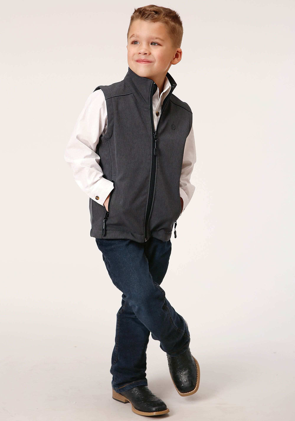 Roper Boys Heather Grey Soft Shell Tech Vest - Roper - Flyclothing LLC