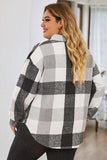 Plus Size Plaid Button Up Collared Neck Jacket - Trendsi - Flyclothing LLC