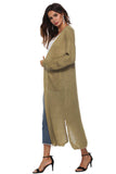 Long Sleeve Open Front Buttoned Cardigan - Trendsi - Flyclothing LLC