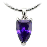 High-Polished Brass Chain Pendant with AAA Grade CZ in Amethyst - Alamode - Flyclothing LLC