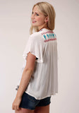 Roper Womens Ivory Crepe Short Sleeve Cardigan - Roper - Flyclothing LLC