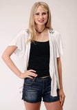 Roper Womens Ivory Crepe Short Sleeve Cardigan - Roper - Flyclothing LLC