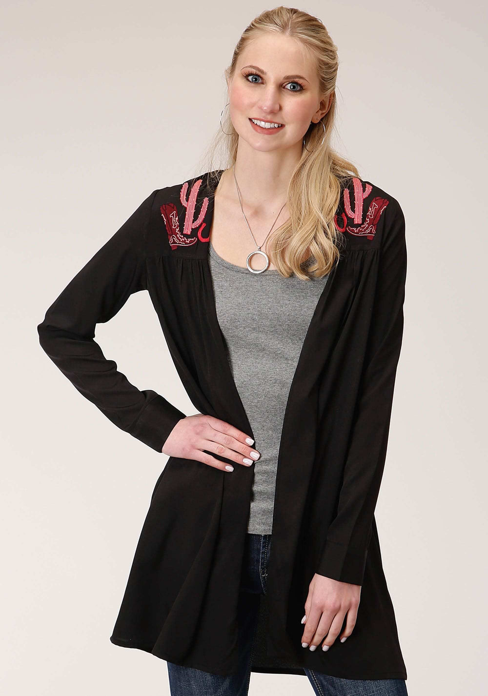Roper Womens Poly Crepe Long Sleeve Cardigan - Roper - Flyclothing LLC