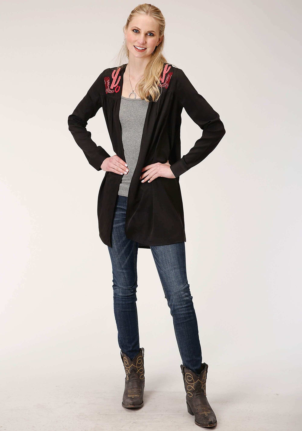 Roper Womens Poly Crepe Long Sleeve Cardigan - Roper - Flyclothing LLC