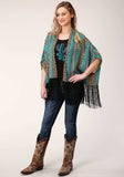 Roper Womens Leopard Stripe Print Rayon Poncho Cardigan - Roper - Flyclothing LLC