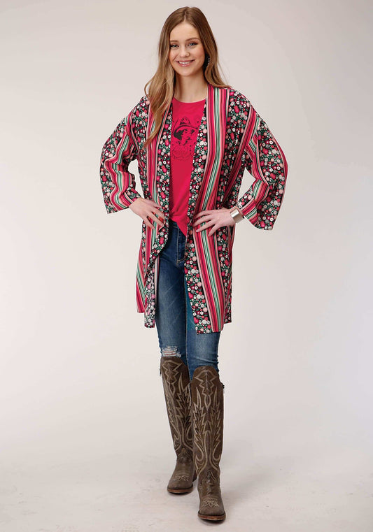 Roper Womens Floral Print Rayon Long Sleeve Kimono Cardigan - Roper - Flyclothing LLC