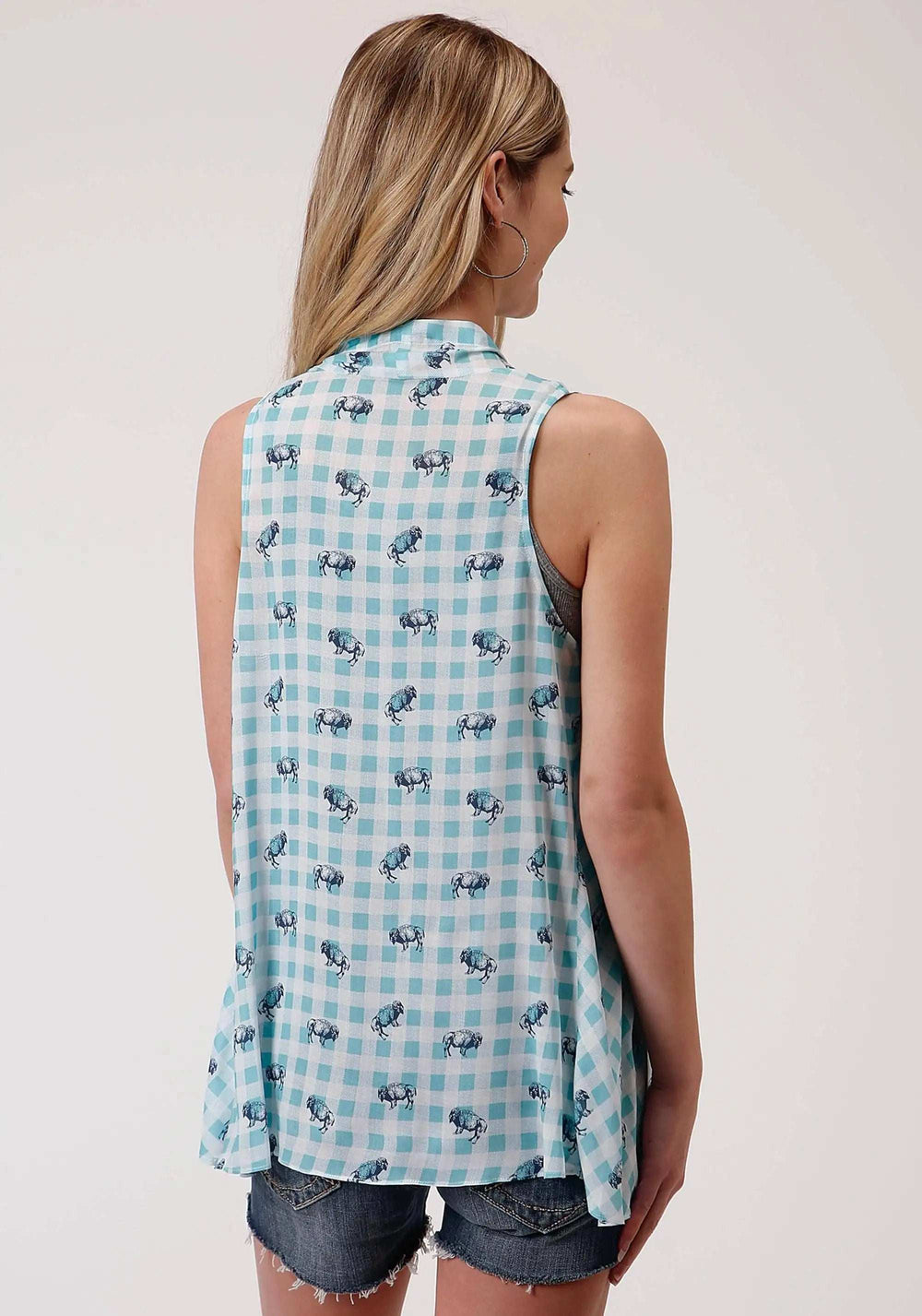 Roper Womens Buffalo Check Printed Rayon Cardigan - Roper - Flyclothing LLC