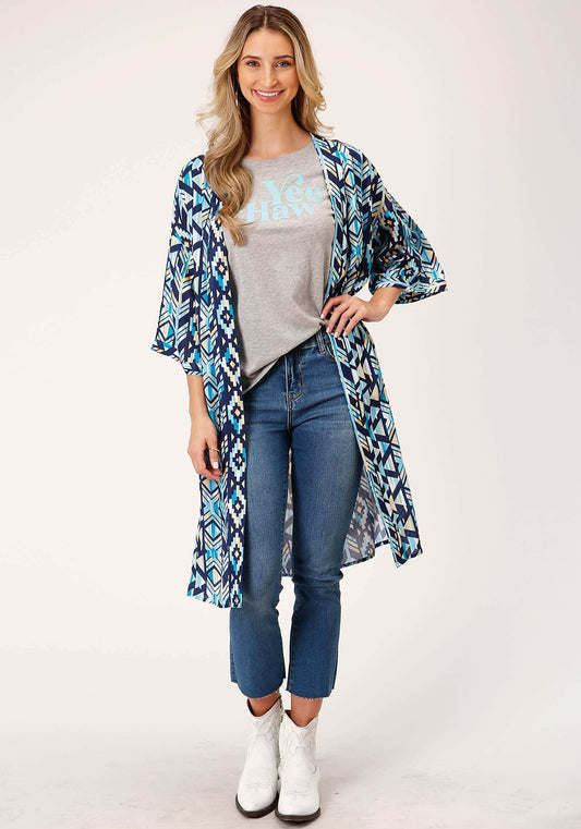 Roper Womens Modern Aztec Print Short Sleeve Cardigan - Roper - Flyclothing LLC