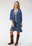 Roper Womens Blue Aztec Print Long Sleeve Cardigan - Roper - Flyclothing LLC