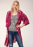 Roper Womens Wine Aztec Print Short Sleeve Cardigan - Roper - Flyclothing LLC