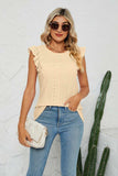 Smocked Round Neck Eyelet Top - Trendsi - Flyclothing LLC