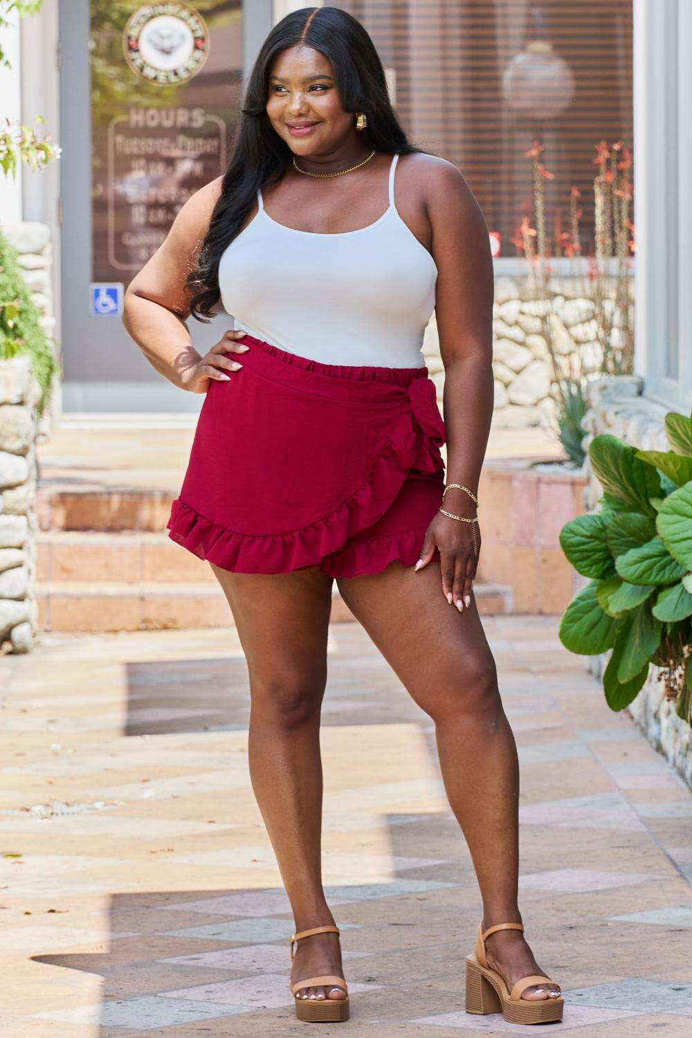 GeeGee Remember Me Plus Size Ruffled Hem Skort - Trendsi - Flyclothing LLC