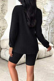 Ribbed Round Neck Dropped Shoulder Top and Shorts Set - Trendsi - Flyclothing LLC
