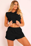 Hooded Crop Top & Pocketed Shorts Set - Trendsi - Flyclothing LLC