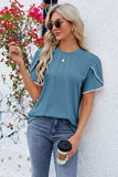 Round Neck Petal Sleeve T-Shirt - Trendsi - Flyclothing LLC