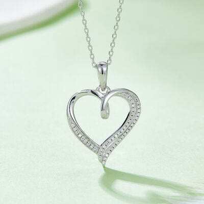 Moissanite 925 Sterling Silver Heart Shape Necklace - Trendsi - Flyclothing LLC
