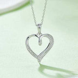 Moissanite 925 Sterling Silver Heart Shape Necklace - Trendsi - Flyclothing LLC