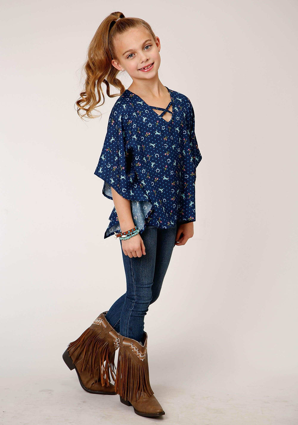 Roper Girls Horse Printed Poncho - Roper - Flyclothing LLC