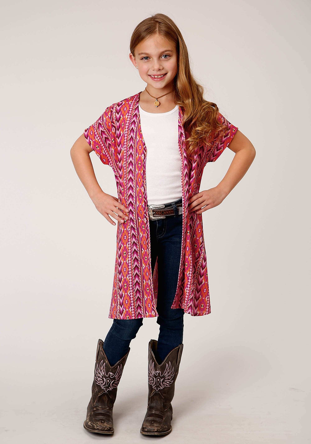 Roper Girls Aztec Print Short Sleeve Cardigan - Roper - Flyclothing LLC
