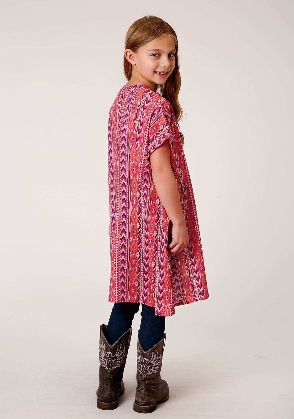 Roper Girls Aztec Print Short Sleeve Cardigan - Roper - Flyclothing LLC