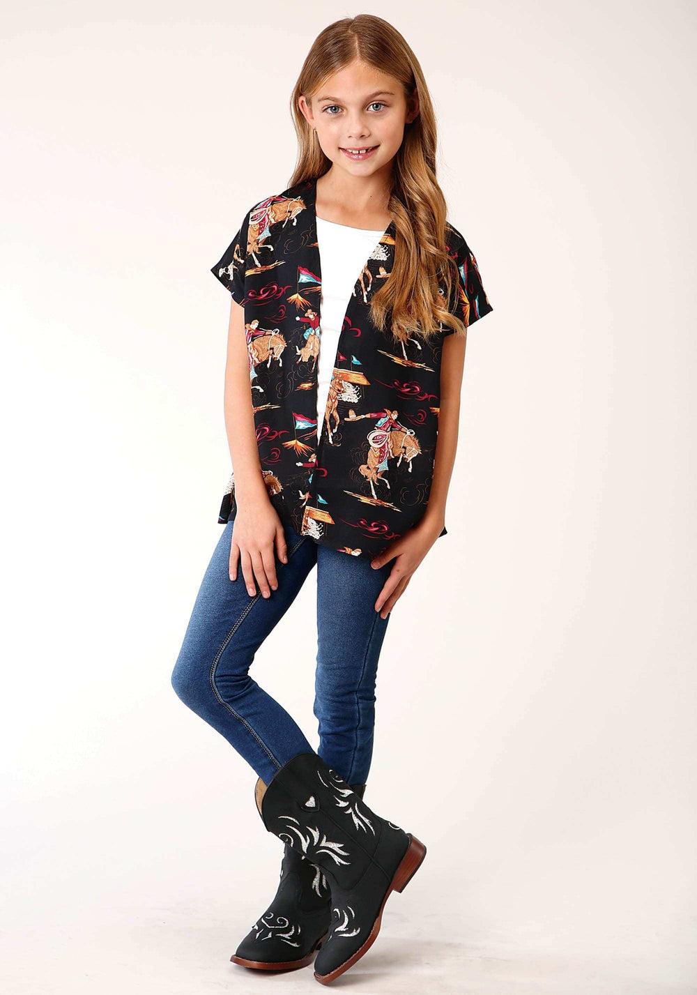 Roper Girls Retro Rodeo Print Cardigan - Roper - Flyclothing LLC