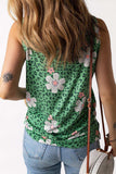 Printed Side Slit Round Neck Tank - Trendsi - Flyclothing LLC