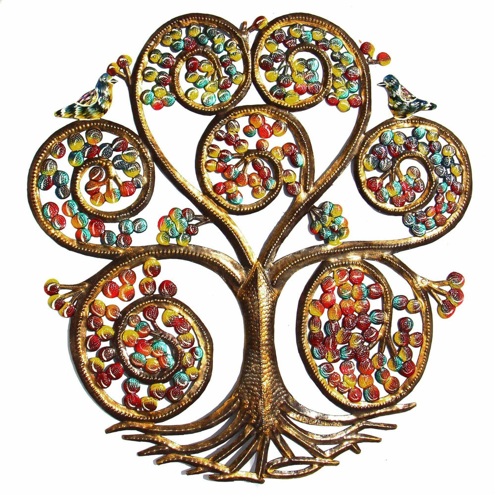 Autumn Spiral Tree of Life Haitian Steel Drum Wall Art - Haitian Artisans - Flyclothing LLC