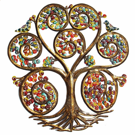 Autumn Spiral Tree of Life Haitian Steel Drum Wall Art - Haitian Artisans - Flyclothing LLC