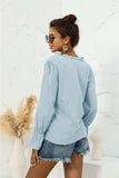 Frill Trim V-Neck Flounce Sleeve Shirt - Trendsi - Flyclothing LLC