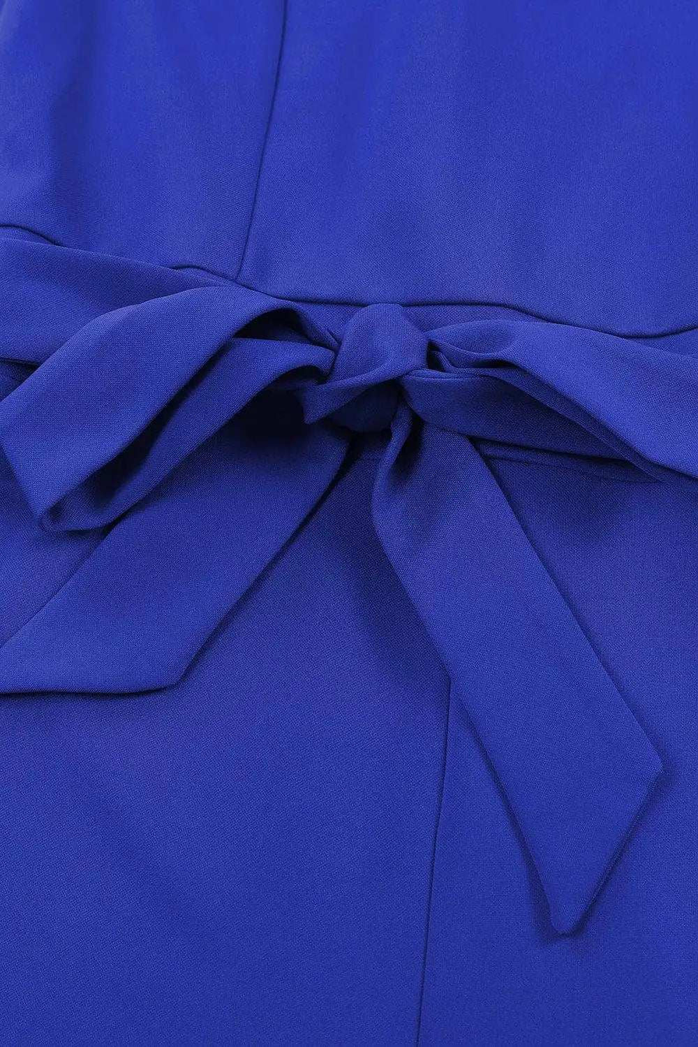 Belted Puff Sleeve V-Neck Jumpsuit - Trendsi - Flyclothing LLC