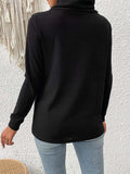Decorative Button Turtleneck Long Sleeve T-Shirt - Trendsi - Flyclothing LLC