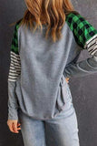 Striped Plaid Round Neck Long Sleeve T-Shirt - Trendsi - Flyclothing LLC