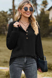 Half Button Dropped Shoulder Blouse - Trendsi - Flyclothing LLC