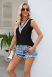 Contrast Eyelet V-Neck Tank - Trendsi - Flyclothing LLC