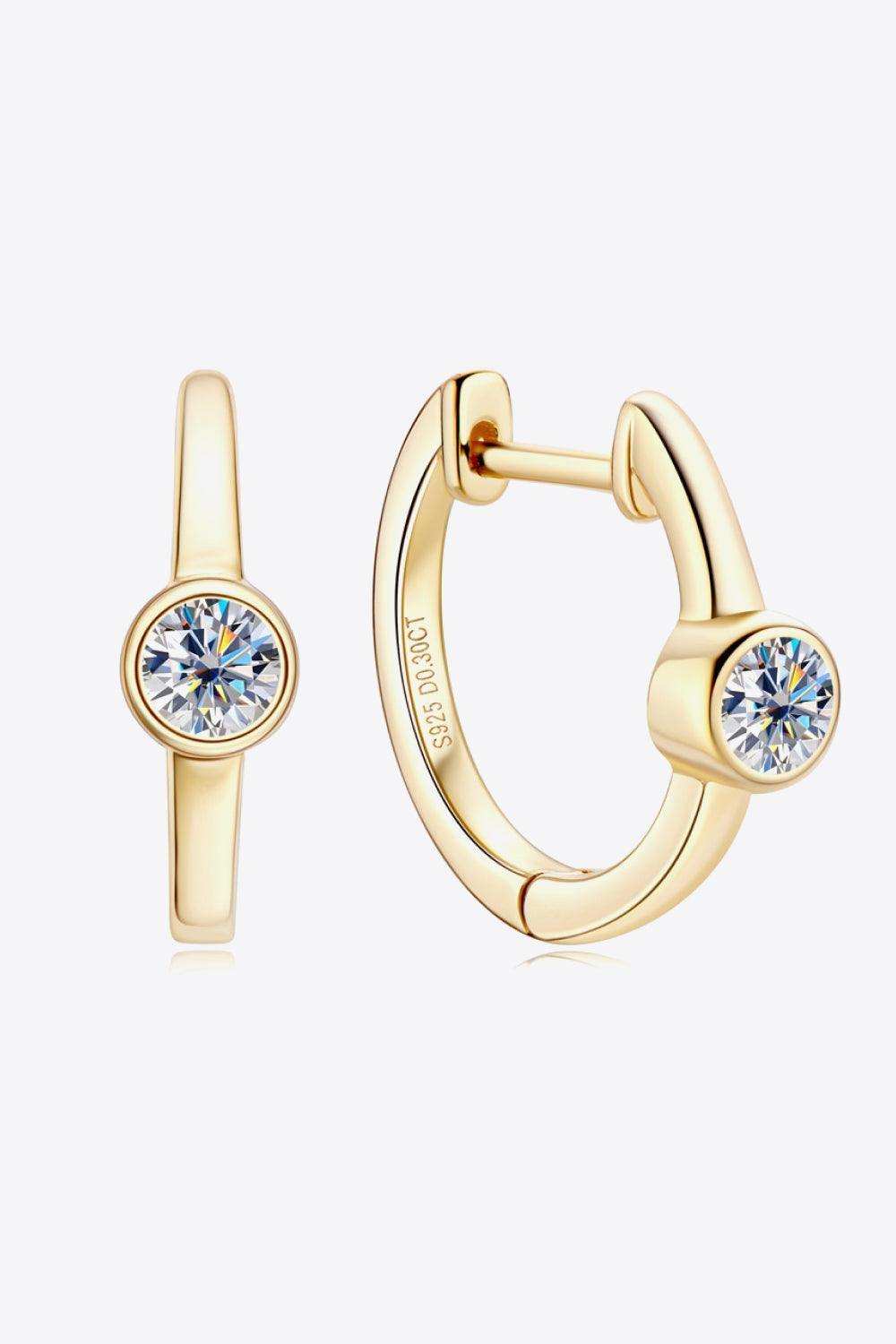 18k Gold-Plated Inlaid Moissanite Huggie Earrings - Trendsi - Flyclothing LLC