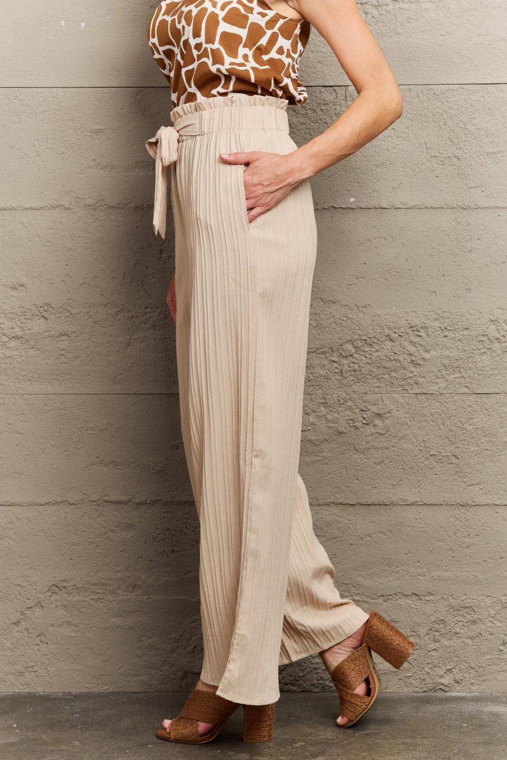 Tie Waist Long Pants - Trendsi - Flyclothing LLC