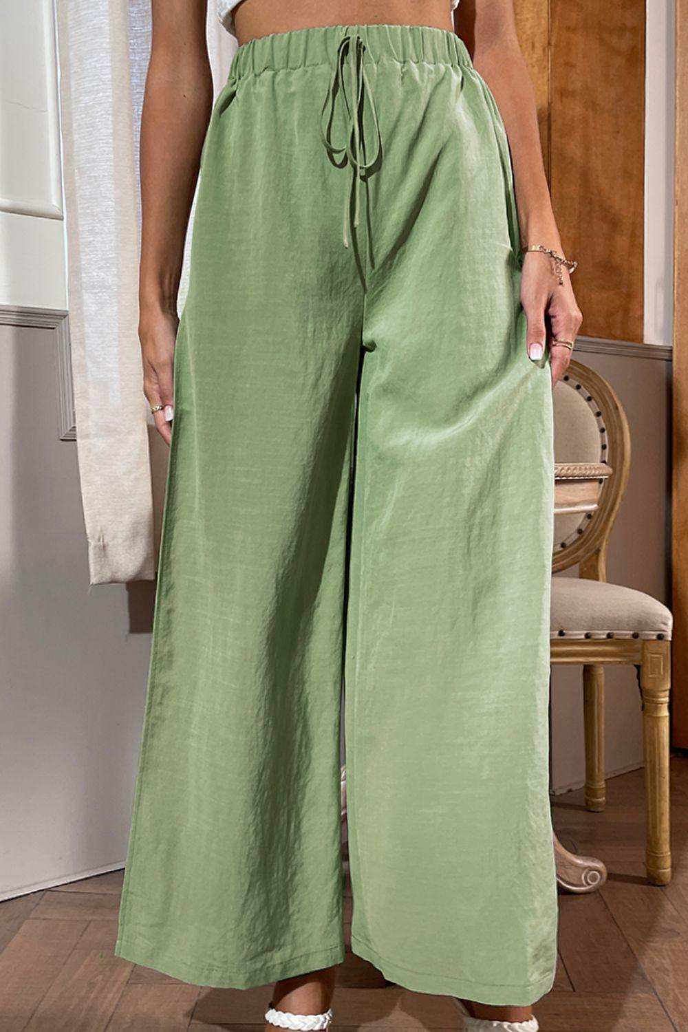 Side Slit Wide Leg Pants - Trendsi - Flyclothing LLC