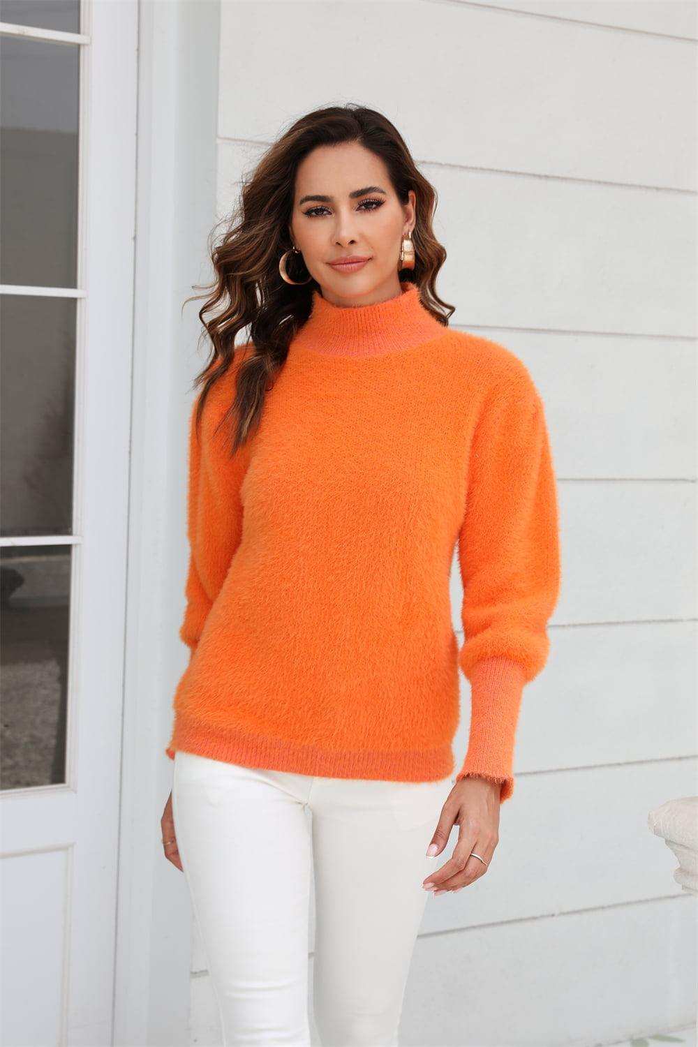 Turtle Neck Long Sleeve Pullover Sweater - Trendsi - Flyclothing LLC