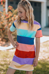 Girls Color Block Side Slit Mini Dress - Flyclothing LLC