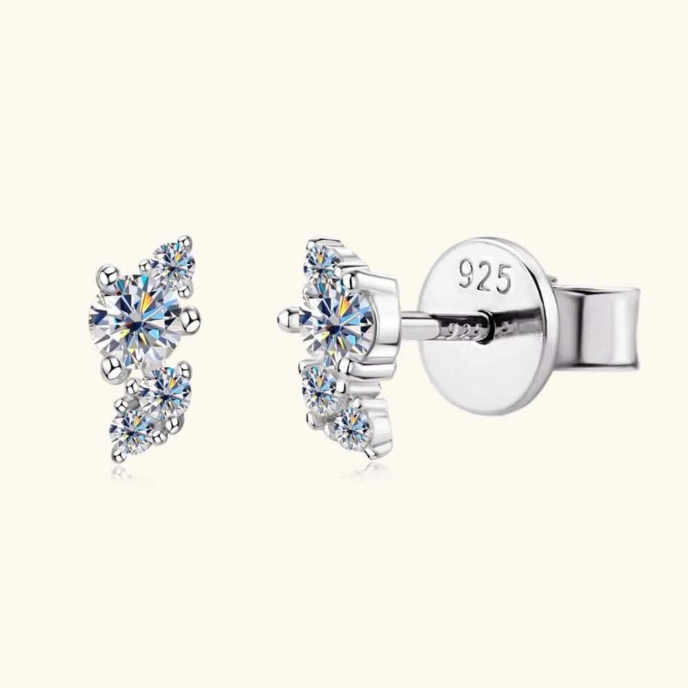 925 Sterling Silver Moissanite Stud Earrings - Trendsi - Flyclothing LLC