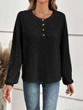 Half Button Long Sleeve Top - Trendsi - Flyclothing LLC