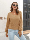 V-Neck Long Sleeve Sweater - Trendsi - Flyclothing LLC