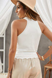 Scalloped Openwork Grecian Neck Tank - Trendsi - Flyclothing LLC